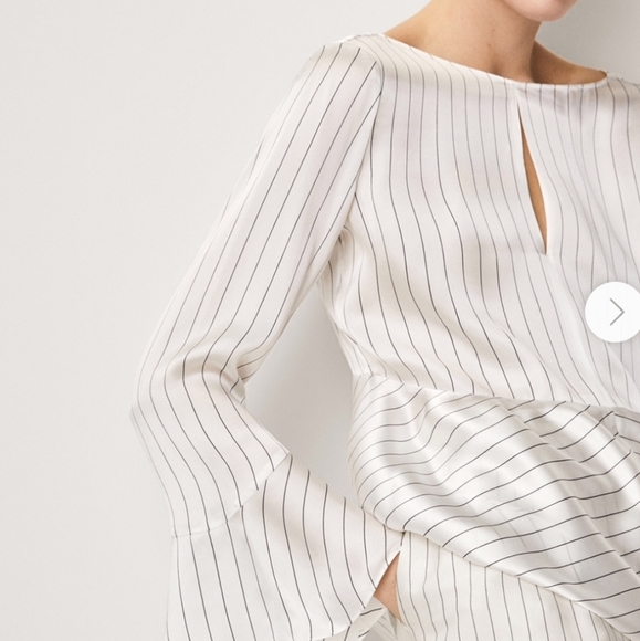 Massimo Dutti Tops - Massimo Dutti pinstripe silk blouse bell sleeves
